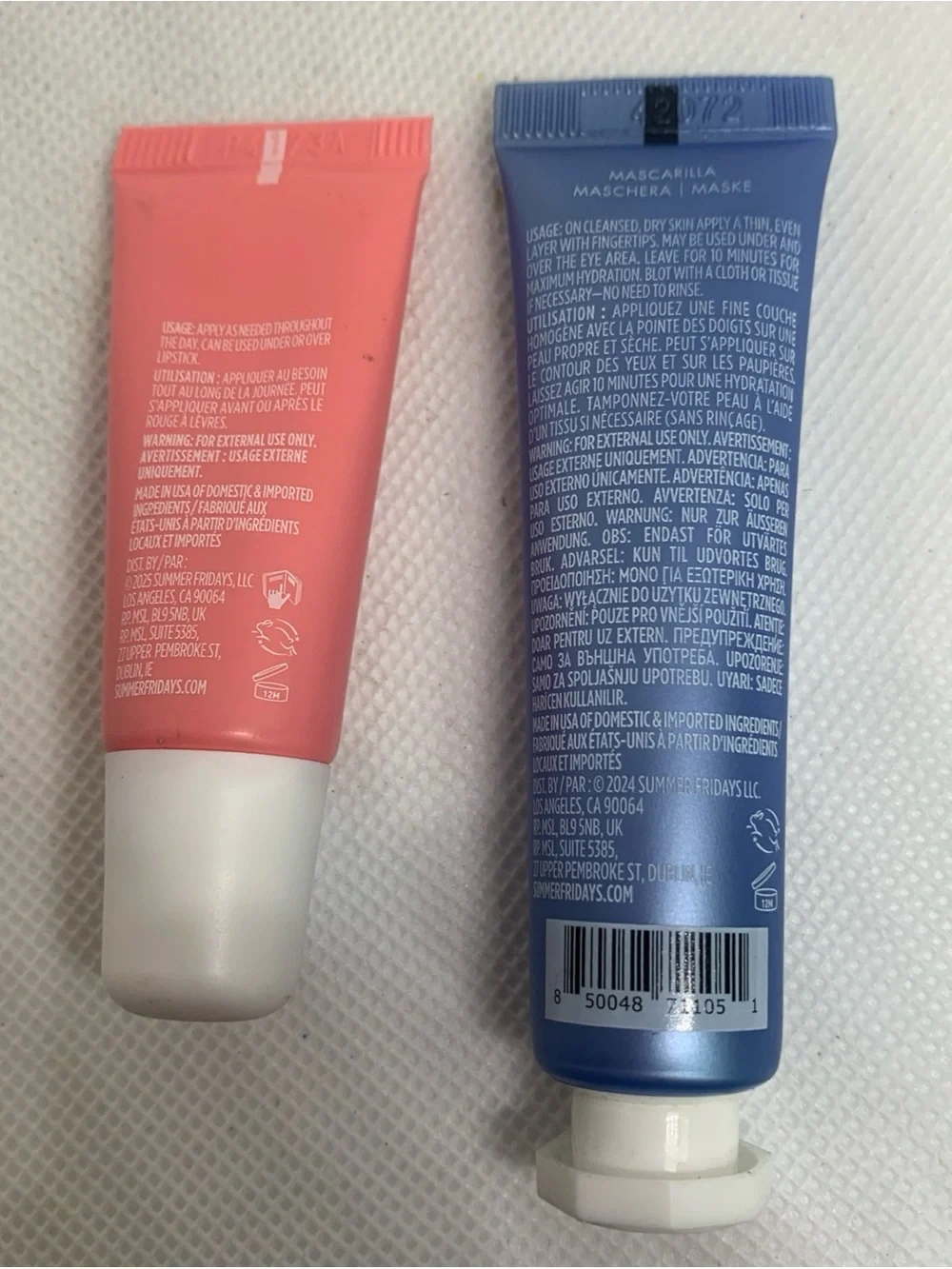 Summer Fridays Pink Sugar Lip Butter Balm and Jet Lag Mask Travel Size New
